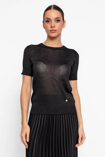 Bluză tricotată cu fir lurex neagră BZD60201