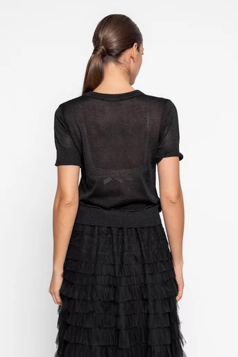 Bluză tricotată cu fir lurex neagră BZD60201