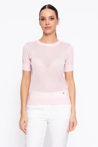 Bluză tricotată cu fir lurex roz BZD60201