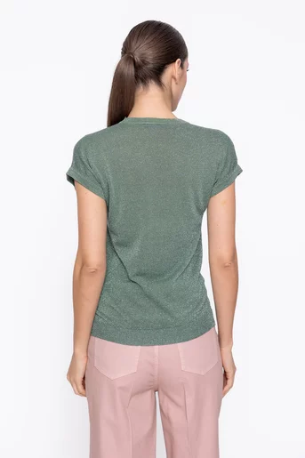 Bluză tricotată cu fir lurex verde BDP60315