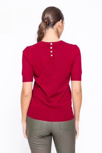 Bluză tricotată cu nasturi la spate burgundy BSUN1109