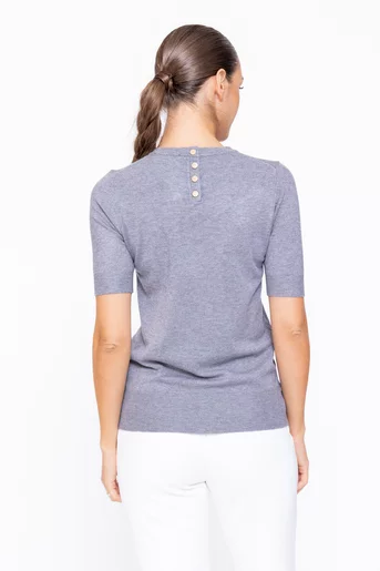 Bluză tricotată cu nasturi la spate gri BSUN1109