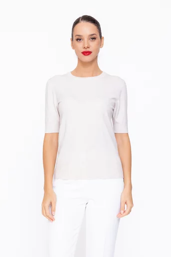 Bluză tricotată cu nasturi la spate ivory BSUN1109