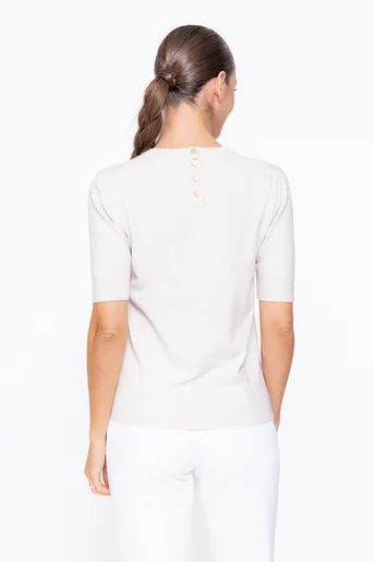 Bluză tricotată cu nasturi la spate ivory BSUN1109