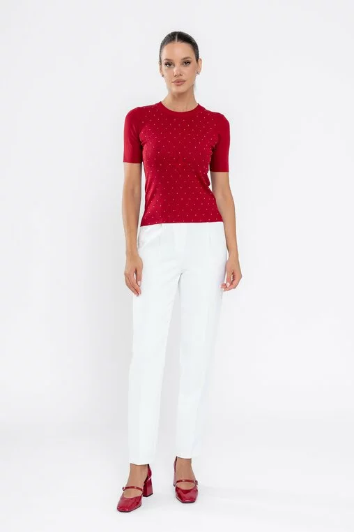 Bluză tricotată cu strasuri roșie BKC0513 thumbnail picture - 