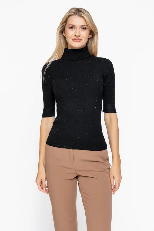Bluză tricotată decorată cu strasuri neagră BSUN1004 thumbnail picture - 