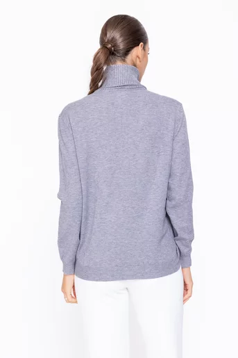 Bluză tricotată pe gât cu paite gri BDP1107