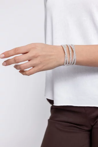 Brățară elegantă cu strasuri argintie BNS60204