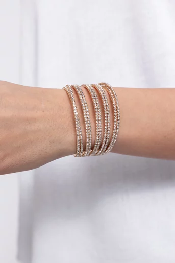 Brățară elegantă cu strasuri aurie BNS60204