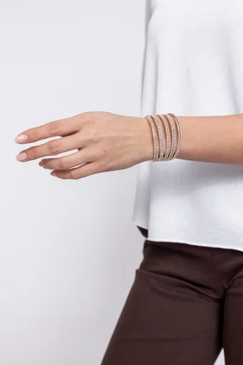 Brățară elegantă cu strasuri aurie BNS60204