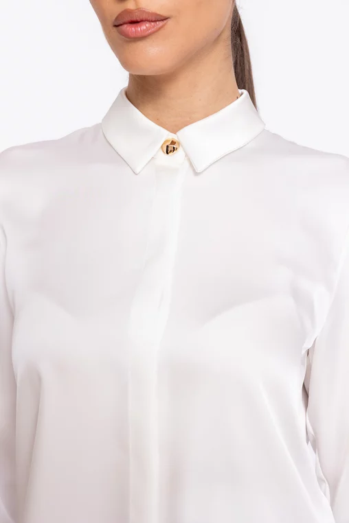 Cămașă Caramel lejeră din satin ivory B4616 thumbnail picture - 