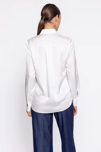 Cămașă Caramel lejeră din satin ivory B4616