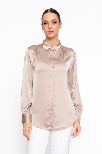 Cămașă lejeră din satin bej BBD60201