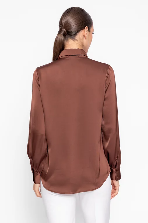 Cămașă lejeră din satin maro BBD60201 thumbnail picture - 