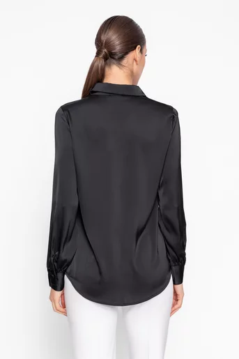 Cămașă lejeră din satin neagră BBD60201