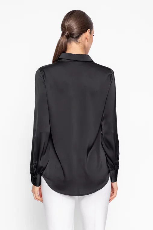 Cămașă lejeră din satin neagră BBD60201 thumbnail picture - 