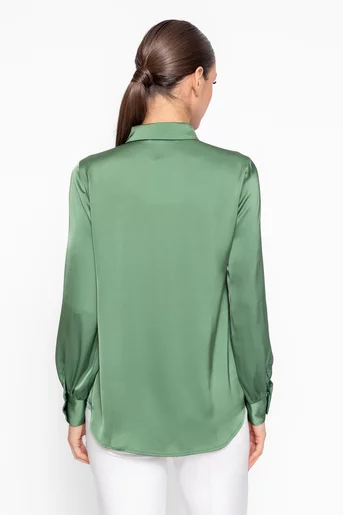 Cămașă lejeră din satin olive BBD60201