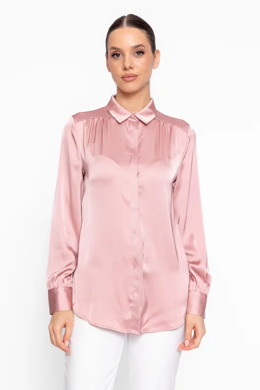 Cămașă lejeră din satin roz BBD60201 thumbnail picture - 