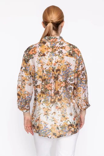 Cămașă lejeră imprimeu floral maro BXJ60301