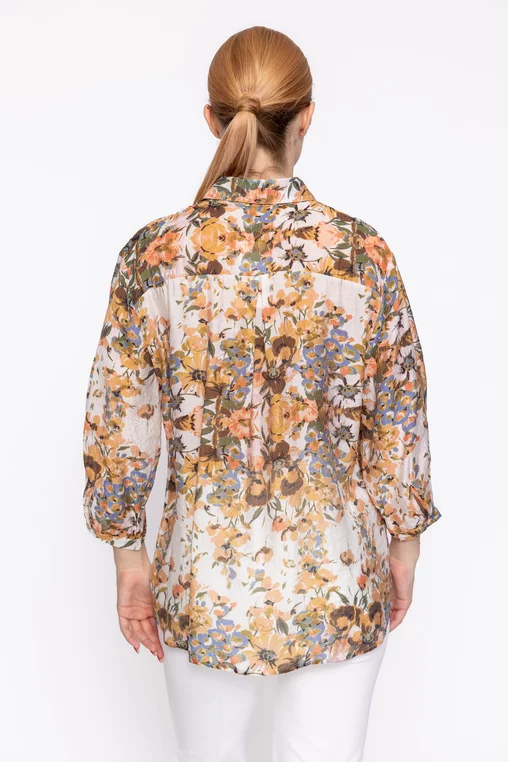 Cămașă lejeră imprimeu floral maro BXJ60301 thumbnail picture - 