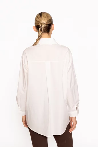 Cămașă oversize din bumbac cu broderie ivory BLM60801