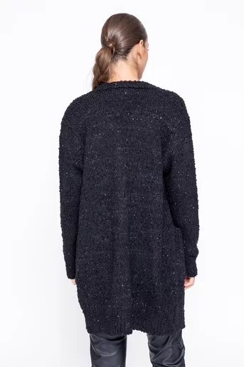 Cardigan tricotata cu paiete discrete negru BDP1110