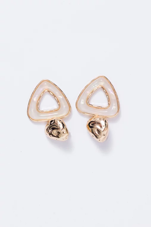 Cercei ivory cu forme geometrice și accente aurii CNS60202 thumbnail picture - 