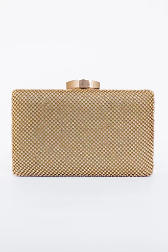 Clucth elegant decorat cu strasuri auriu PAS0903