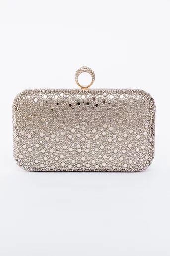 Clutch cu închizătoare inel și pietre auriu  PAS0902