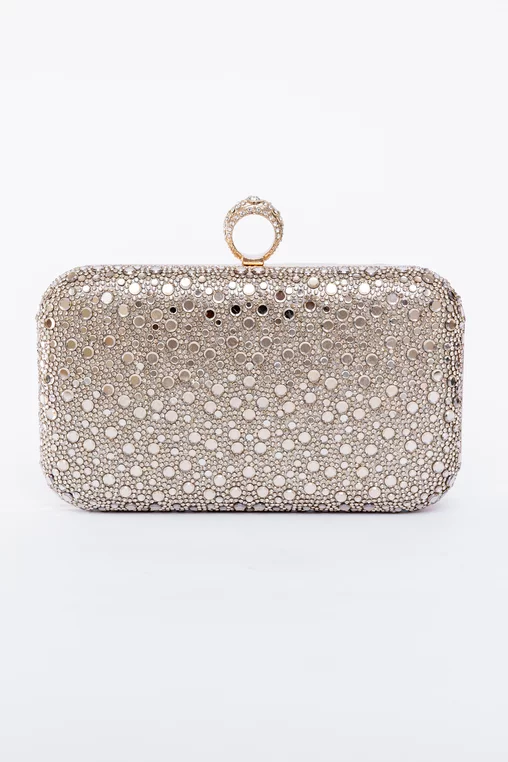 Clutch cu închizătoare inel și pietre auriu  PAS0902 thumbnail picture - 