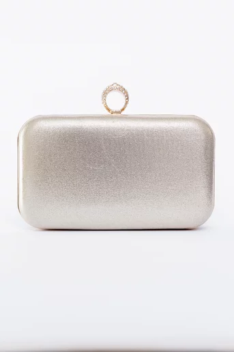 Clutch cu închizătoare inel și pietre auriu  PAS0902