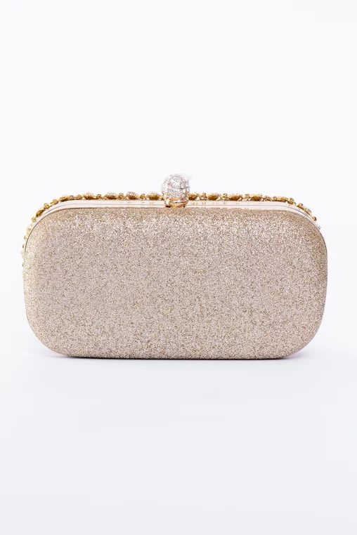 Clutch decorat cu pietre auriu PAS0908 thumbnail picture - 