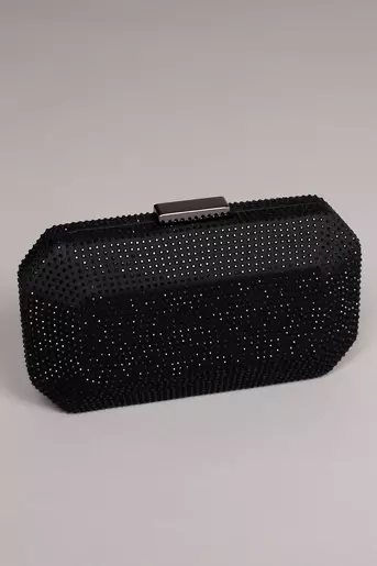 Clutch elegant cu strasuri negru  A10223