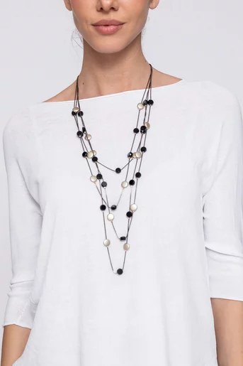 Colier cu șiraguri multiple negru CONS60211
