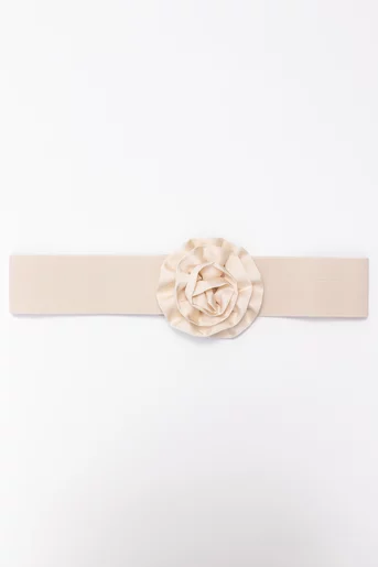 Curea elastică decorată cu trandafir crem C16860508