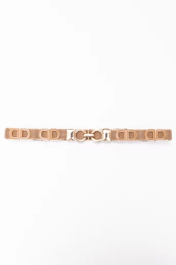 Curea elastică îngustă cu model DD taupe C16860508