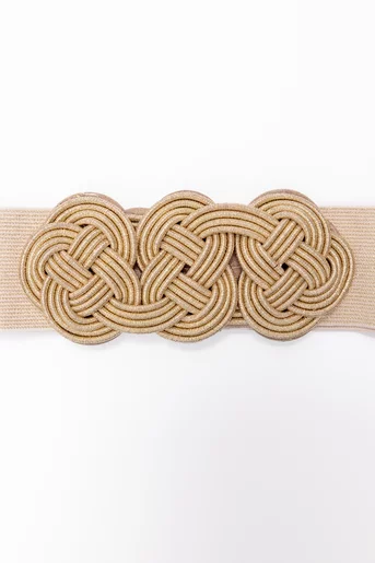 Curea elegantă cu catarama împletită aurie C16860508
