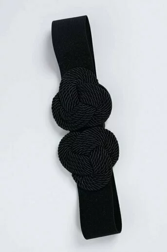 Curea neagră elastică cu cataramă împletită C16860508