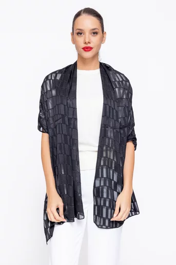 Esarfă elegantă cu fir lucios neagră EGK1110