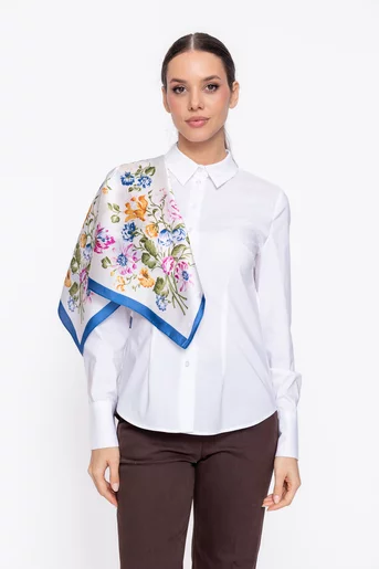 Eșarfă imprimata din satin albastră EGK60208