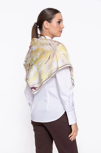 Eșarfă imprimata din satin ivory EGK60208