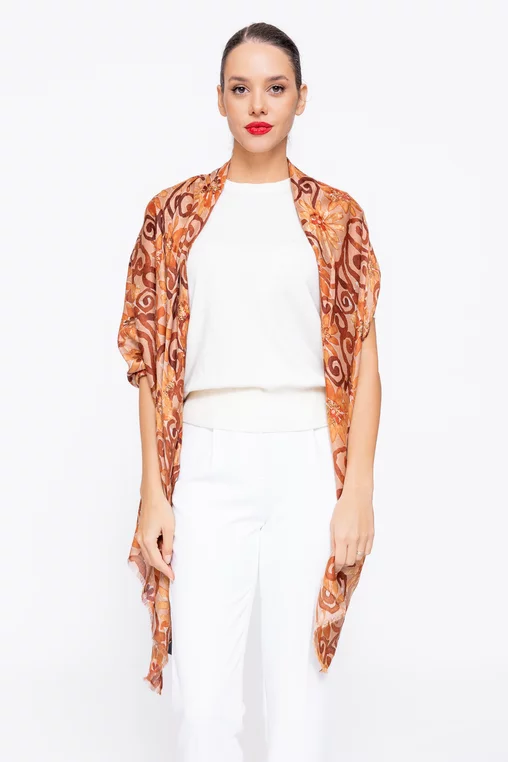 Eșarfă imprimeu floral cărămiziu EGK1112 thumbnail picture - 