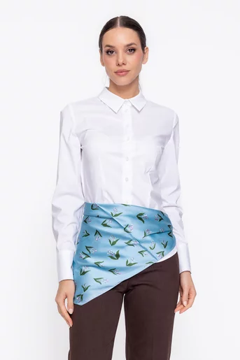 Eșarfă imprimeu lăcrămioare turcoaz EGK60207