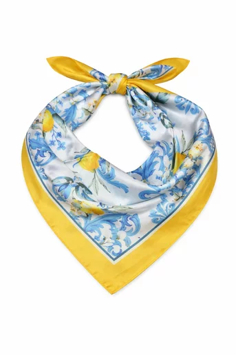 Eșarfă imprimeu lămâi bleu EGK60202