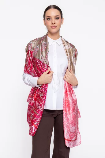 Eșarfă imprimeu paisley fucsia EGK60205