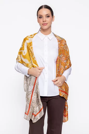 Eșarfă imprimeu paisley taupe EGK60205