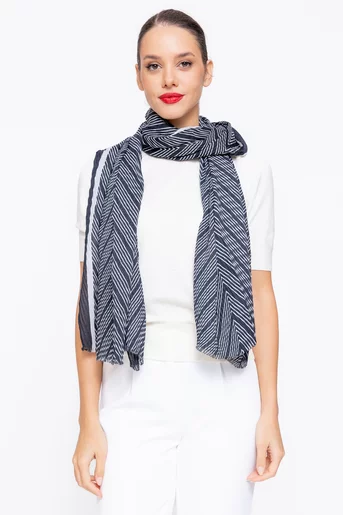 Eșarfă imprimeu zig-zag neagră  EGK1111