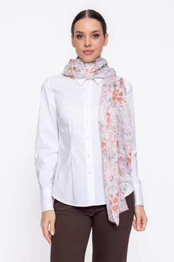 Eșarfă maxi imprimeu floral orange EKG60203