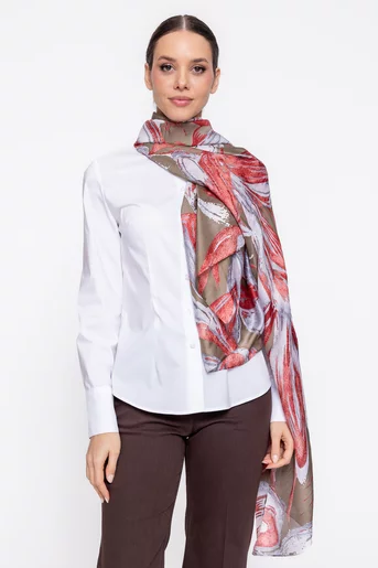 Eșarfă maxi satinată bej EGK60204