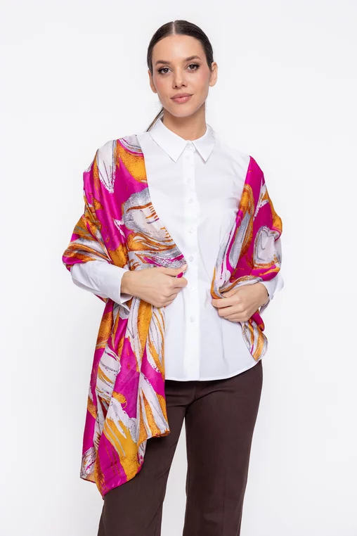 Eșarfă maxi satinată fucsia EGK60204 thumbnail picture - 